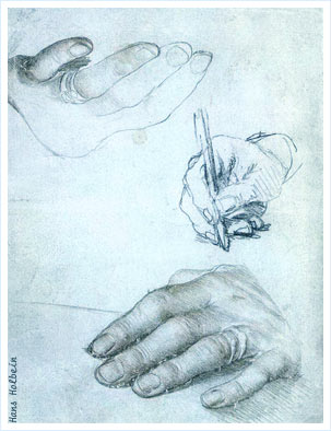 Study of Erasmus' hands | Hans Holbein